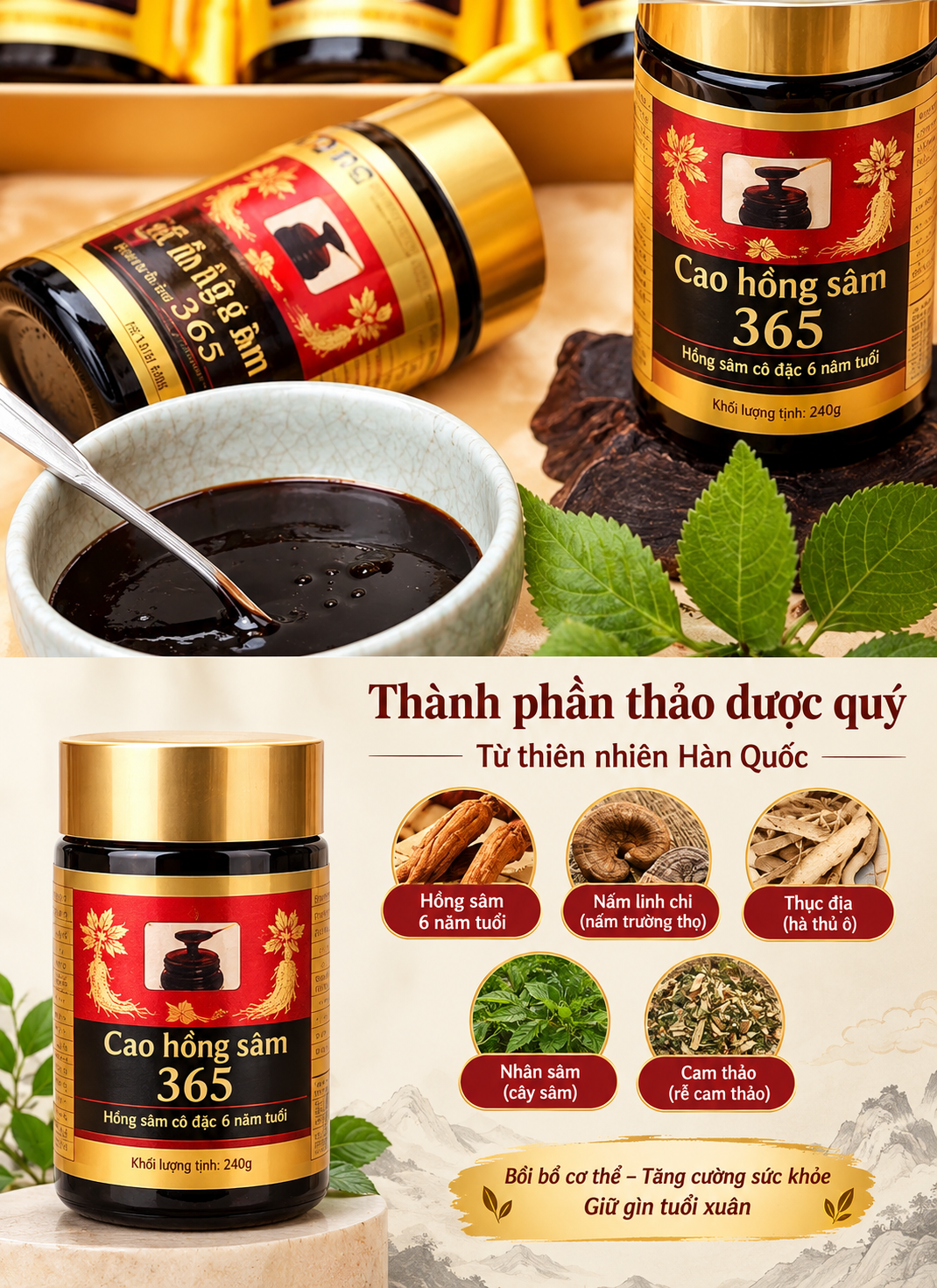Thành phần Cao hồng sâm 365 Hàn Quốc 