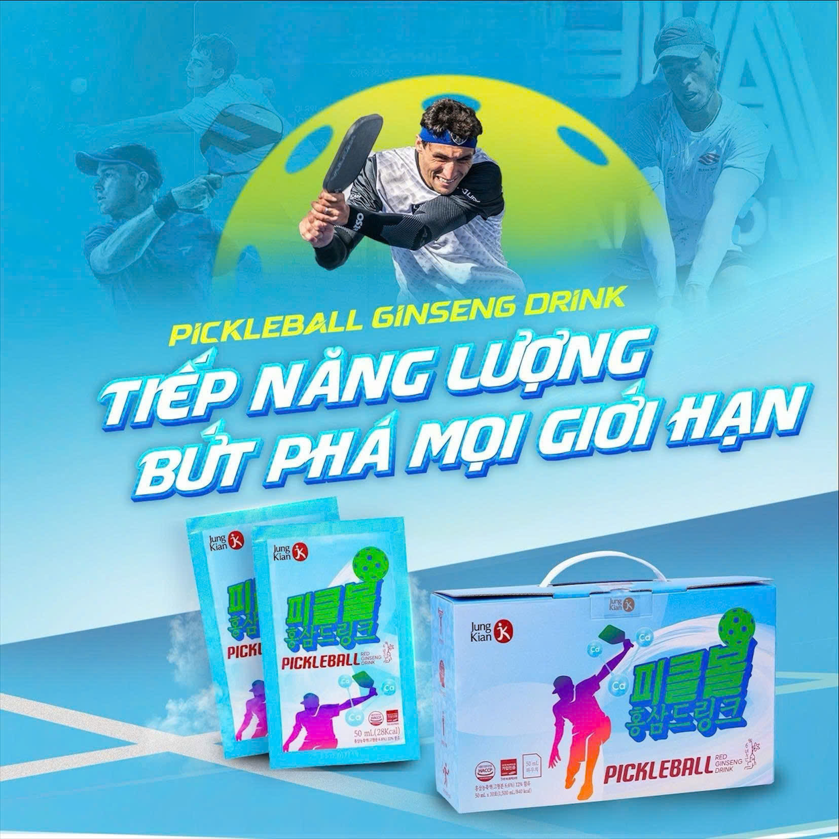 Nước uống hồng sâm PickleBall Jung Kian 6 30 gói x 50ml